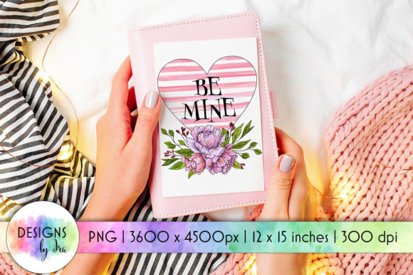 Be Mine Heart with Flowers Print