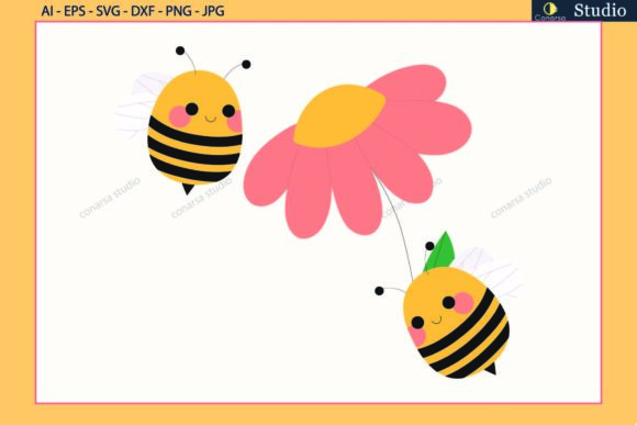 Bee Flowers Leaf Floral SVG