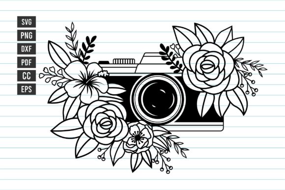 Camera Flower SVG Design: Floral Charm for Embroidery