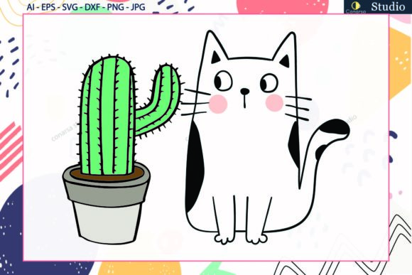 Cats and Cactus Floral SVG