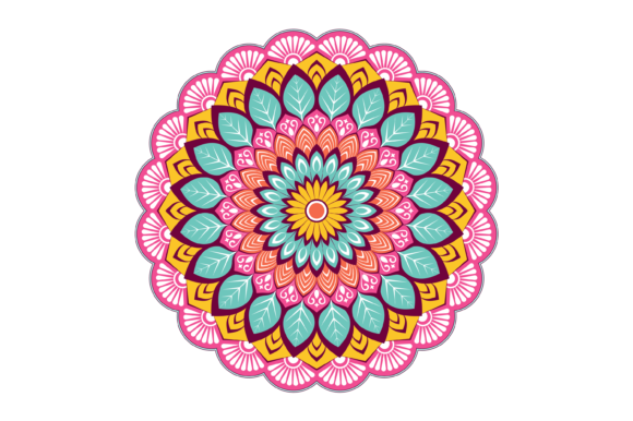 Colorful Mandala with Floral Ornament