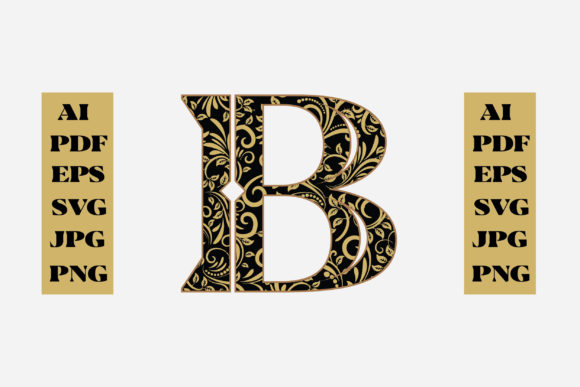 Floral Alphabet Gold Letter - B