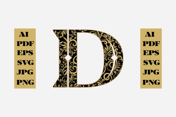 Floral Alphabet Gold Letter - D