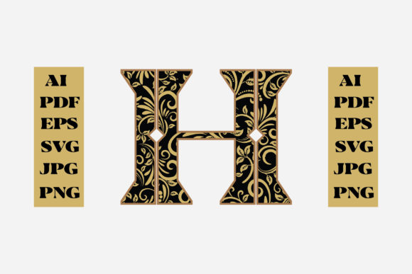 Floral Alphabet Gold Letter - H
