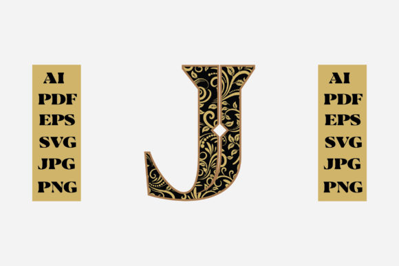 Floral Alphabet Gold Letter - J