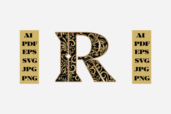 Floral Alphabet Gold Letter - R