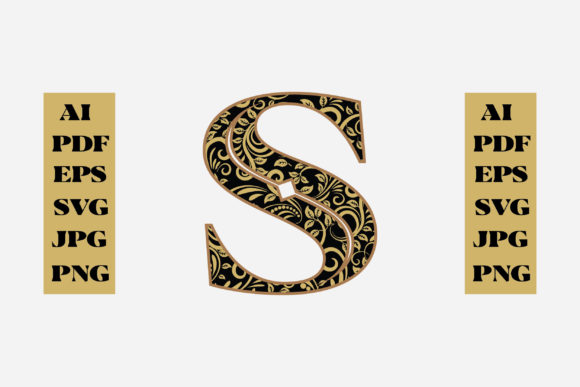 Floral Alphabet Gold Letter - S