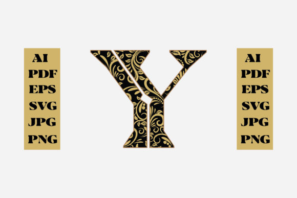 Floral Alphabet Gold Letter - Y