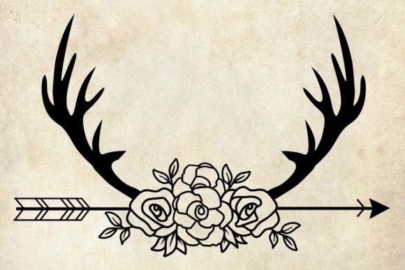 Floral Antlers with Arrow