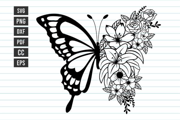Flower Butterfly SVG Floral Design