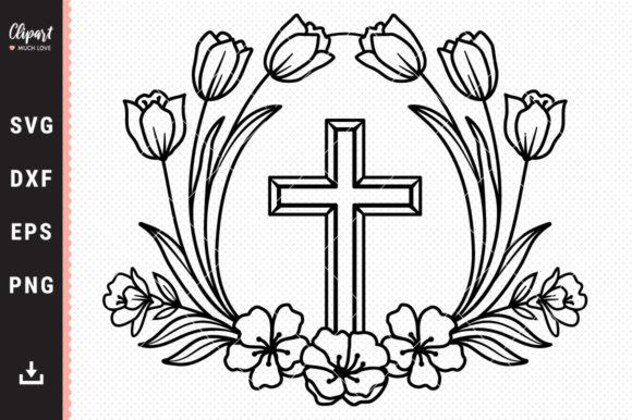 Flower Cross SVG Religious SVG, DXF