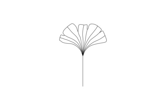 Ginkgo Biloba Leaves Contour Line Floral