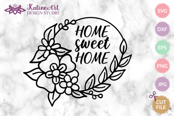 Home Sweet Home, Floral Wreath Sign