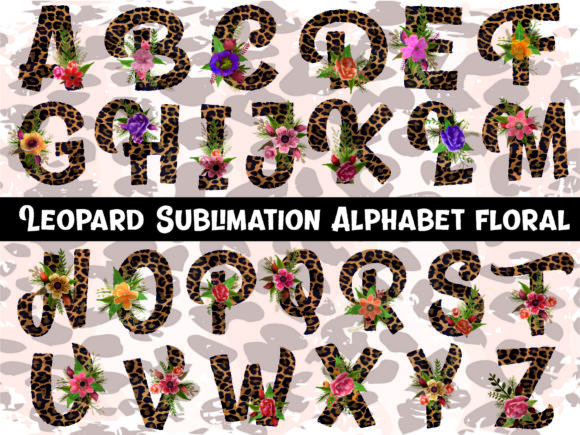 Leopard Sublimation Alphabet Floral