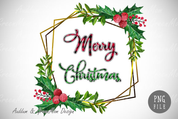 Merry Christmas Floral Frame Sublimation