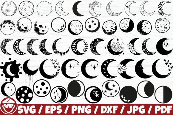 Moon Silhouette, Floral Moon, Moon Drawn