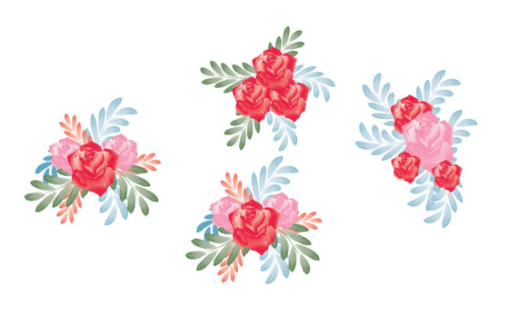Red Pink Rose Watercolor Element