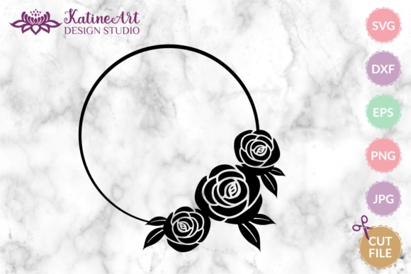 Rose Circle Wreath Floral Frame
