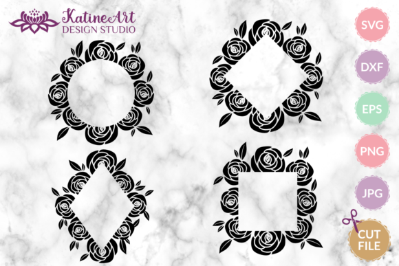 Rose Floral Geometric Frames Bundle